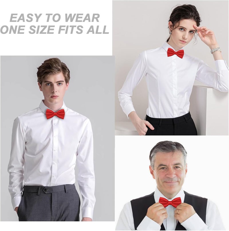 WOXVM Men's Bow Ties Solid Color Pre-Tied Bow Tie Satin Formal Tuxedo Bowtie Adjustable Neck Bowtie for Men Wedding Party - Image 5